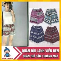 [ Bán sỉ/ lẻ ] Combo 5 quần đùi lanh thổ cẩm ren mặc hè