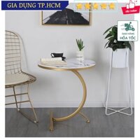 🆕 Bàn trà , Cafe C-Shaped Marble Effect Round Table Sofa Side Table