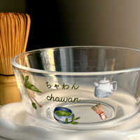 🍵 Bát đánh matcha chawan thuỷ tinh - chữ tình