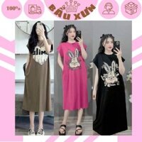 [ BẦU XƯN M213] VÁY BẦU COTTON DÁNG XUÔNG TRẺ TRUNG THIẾT KẾ IN HÌNH CHUỘT MICKEY- ĐẦM BẦU CỘC TAY MÙA HÈ GIÁ RẺ