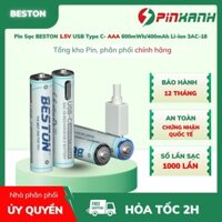 🔋 BESTON Vỉ 4 Pin Sạc 1.5V USB Type C AAA 600mWh/400mAh Li-ion 3AC-18 – Nâng Tầm Trải Nghiệm