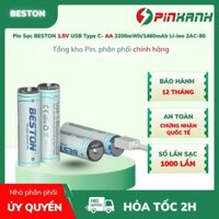 🔋 BESTON Vỉ 4 Pin Sạc 1.5V USB Type-C AA 2200mWh/1460mAh Li-ion 2AC-60 – Năng Lượng Bền Bỉ - PinXanh