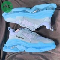 ( BH 1 đổi 1 ) [ SALE 50% + FREE SHIP ] GIÀY BALENCIAGA TRIPLE S XANH DƯƠNG ĐẾ TRONG  :; `