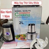 [ BH 12 Tháng ] Máy xay thịt cá giò chả - Máy xay thịt inox - Cối xay thịt 4 Lưỡi dao 2 lít