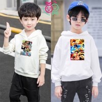 [ Bibo Store Fashion ] Áo khoác one piece vua hải tặc áo hoodie màu trắng cực chất cho bé trai bé gái