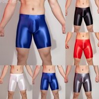 ⭐ BIG DISCOUNTS ⭐ Quần legging bóng hoàn toàn mới co giãn cao phong cách gợi cảm Quần lót Boxer màu trơn【POWDERS-VN】