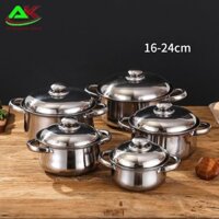 💯 BIG SALE 💯Bộ nồi INOX 5 chi tiết cho bếp từ AK 226017
