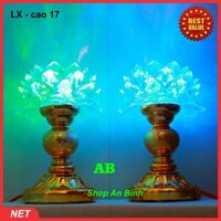 [ Bộ 02 ] Đèn thờ cúng đổi màu, Đèn trang trí bàn thờ LED hoa sen cao 17cm, đèn thờ tiện nghi, trang nghiêm, rất sang LX