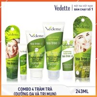 🍐 BỘ 04 SẢN PHẨM DƯỠNG DA - NGỪA MỤN TIN CHẤT TRÀM TRÀ TEA TREE OIL VEDETTE