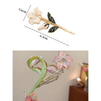 🍒 Bộ 1 kẹp mái tóc và 1 kẹp đuôi tóc càng cua hình hoa ly