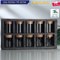 🆕 Bộ 10 lọ đựng thủy tinh nắp gỗ Glass Jar Container 300 ml