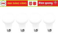 ( BỘ 4 ) BÓNG LED BULB 9W ĐIỆN QUANG LEDBU11A60 09765/40/27 V02 E27 ( TRẮNG+VÀNG )