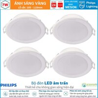 ( Bộ 4 ) Đèn Led Âm Trần 7W Philips Downlight MESON 59202 D105 ( Ánh Sáng Vàng )