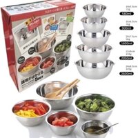 🐠🐠 BỘ 5 THAU INOX CAO CẤP CÓ CHIA VẠCH THỰC PHẨM CHUYÊN DỤNG CHO NHÀ BẾP🐠🐠