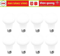 ( BỘ 8 ) BÓNG LED BULB 9W ĐIỆN QUANG LEDBU11A60 09727 V02 E27 ( TRẮNG + VÀNG )