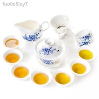 ❁ Bộ ấm trà Kung Fu bằng sứ trắng xanh, gia dụng, chén hội chợ, tô phủ sứ, pha trà, ưu đãi đặc biệt