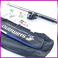 🐬 Bộ cần câu 2 khúc đặc đen Shimano kèm phụ kiện , Tặng túi đựng cần - đồ câu cá 68 🐬