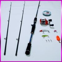 🐬 Bộ Cần Câu Lure Shimano 2 ngọn 1m8 - 2m1 - 2m4, Máy Ngang YUMOSHI LV201 Kèm phụ kiện 🐬