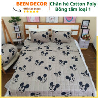 💕 Bộ chăn ga gối 5 món hè, drap giường kích thước m2, m6, m8 , 2m2 nhiều mẫu xinh💕- Mickey nâu.