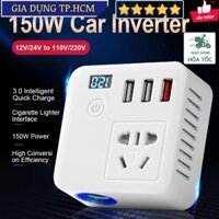 🆕 Bộ chuyển nguồn biến tần 150W Power Inverter for Car, hỗ trợ sạc nhanh QC3.0