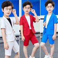 * Bộ vest cho bé trai * Bộ đồ hai mảnh màu xanh / be dành cho trẻ em Phiên bản Hàn Quốc 3-6 tuổi