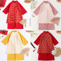 [ Bulakid ] Jinro - Set áo dài Tết họa tiết hoa nhỉ vải dày dặn cho bé gái từ 2 tuổi đến 6 tuổi