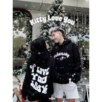 ( By Loumi Studio) Áo Hoodie Nỉ Bông Cặp Đôi Hello Kitty In Theo Yêu Cầu - Kitty Love You Hoodie