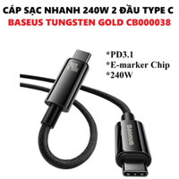 [ C to C ] Cáp sạc nhanh 240W 2 đầu type C PD3.1 e-marker chip Baseus Tungsten Gold CB000038