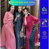 ( Cả bộ) Set Áo dài cách tân Nữ dáng suông xinh xắn, hàng gấm tơ tằm họa tiết duyên dáng- SỈ ÁO DÀI SÀI GÒN