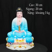 [ Cao 30 cm ]  Tượng Phật Dược Sư Ngồi Đài Sen - Màu Xanh Biển [ Bột đá cao cấp ]