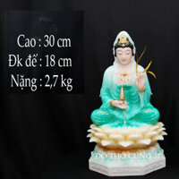 [ Cao 30 cm ] Tượng Quan Âm Bồ Tát - Áo Xanh [ Bột Đá cao cấp ]