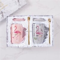 ▨ ❈ Cặp Đôi Cốc Nước Nữ Cặp Cốc Ins Nam Cốc Sứ Sáng Tạo Bộ Hộp Quà Tặng Dung Tích Lớn Có Nắp Muỗng Đơn Giản