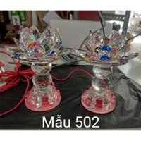 [ cặp Đôi ] Đèn Thờ cúng hoa sen pha lê 16cm