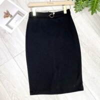 🍒 Chân váy lửng thun ôm phối hạt ngọc Emvy màu đen