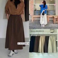 𝕪𝕖𝕟𝕒𝕔𝕝𝕠𝕤𝕖𝕥 / CHÂN VÁY MIDI KAKI 2 DA XOÈ DÀI VINTAGE - Chân váy thô trơn QC basic dày dặn ulzzang tiểu thư HQ #8805