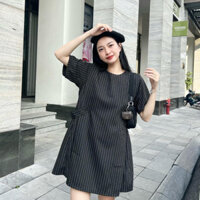 | Chang Tròn | 𝗦𝗵𝗶𝗻 𝗗𝗿𝗲𝘀𝘀 - Đầm Suông Sọc Dọc Bigsize kèm Belt ( Có Video Thật )