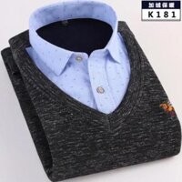 🔥 ( Chất lượng ) Áo len nam lót lông cổ sơ mi - 🔥