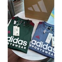 [ Check Web ] Bộ, Set thể thao hè Adidas Xanh logo ngực kẻ sọc vai LA 1-1 on web