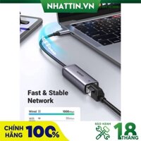 ( Chính Hãng ) Cáp chuyển USB Type-C sang Lan 10/100/1000Mbps Ugreen 40322 vỏ nhôm - Hàng Cao Cấp