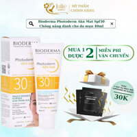 [ CHÍNH HÃNG ] Chống nắng dành cho da mụn Bioderma Photoderm Akn Mat Spf30 40ml + Tặng mặt nạ