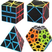 ✅ [Chính Hãng] Combo 4 Khối Biến Thể Carbon Tam Giác ( Pyraminx) , 12 Mặt (Megaminx), Skewb, Square - 1 Moyu Meilong