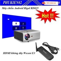 [ Chính hãng ] Combo Máy chiếu Android HD Rigal RD825 Wifi Bluetooth + Kết nối HDMI không dây Wecast E3 Chất Lượng Cao