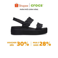[ CHÍNH HÃNG ] GIÀY ĐẾ XUỒNG NỮ CROCS BROOKLYN UPPER LOW WEDGE - BLACK
