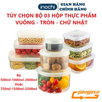 ( Chính hãng INOCHI ) Bộ 03 Hộp đựng thực phẩm HOKKAIDO 500ml - 1000ml - 2000ml nhựa nguyên sinh - giadunggiare