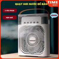 [ CHÍNH HÃNG ] Quạt Đá Điều Hòa Hơi Nước Mini Để Bàn, Có Hẹn Giờ - Quạt Điều Hòa Mini Hẹn Giờ Có Khay Chứa Đá 600ml