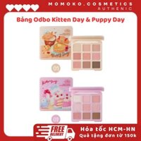 [ CHÍNH HÃNG - SẴN ] Bảng Phấn Mắt 9 Ô Odbo Kitten Day & Puppy Day Mèo & Cún Con Tặng Kèm Kẹp Tóc Sweet Munch 9g