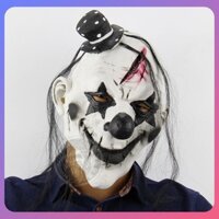 ☛ Chú hề quỷ Mặt nạ kinh dị cao su Halloween Mũ đội đầu kinh dị Cosplay Kinh dị đáng sợ Quỷ ác Joker Mũ mũ bảo hiểm cao su Đạo cụ trang phục srlive