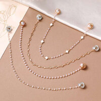 🔥 Chuỗi chống phơi nhiễm 🔥 2025 Phong cách viền cổ Kẹp dây xích cố định cho áo sơ mi Dây chuyền Cardigan tàng hình chống trượt Cape Neckline Sửa đổi cổ áo với khóa cài nhỏ Dây xích quần áo có hàng sẵn ❈ Cổ áo một ký tự Cổ lớn Vai Dây xích chống trượt Kh