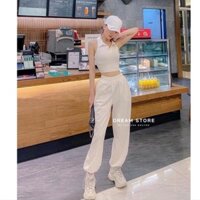 [ Chuyên Sỉ ] Áo thun croptop cổ bẻ chất bo rip mịn co giãn thoải mái 3màu