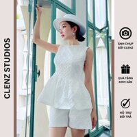 [ Clenz - Váy thiết kế cao cấp ]  Set áo peplum quần short trẻ trung SET03